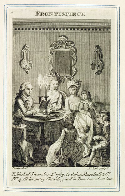 A Father Reading to his Family by Candlelight, engraved by Thomas Cook, frontispiece to a book pub. by John Marshall and Co., 1783 by Daniel Dodd